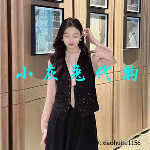 小灰兔专柜正品代购提花粗花呢显瘦马甲外套1400766-4A55511-001