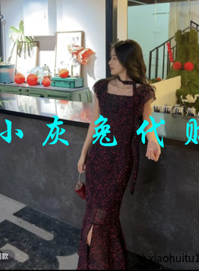 小灰兔专柜正品代购2025春夏新款碎花短袖连衣裙女150025-2A66711