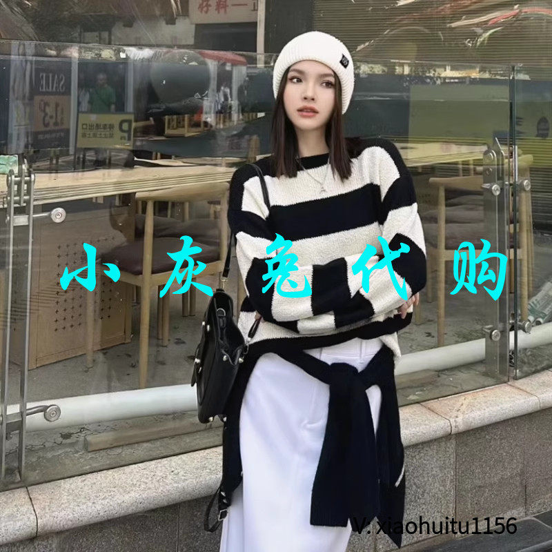 小灰兔专柜正品代购2026秋冬款条纹针织毛衣5399748-7T45371-003