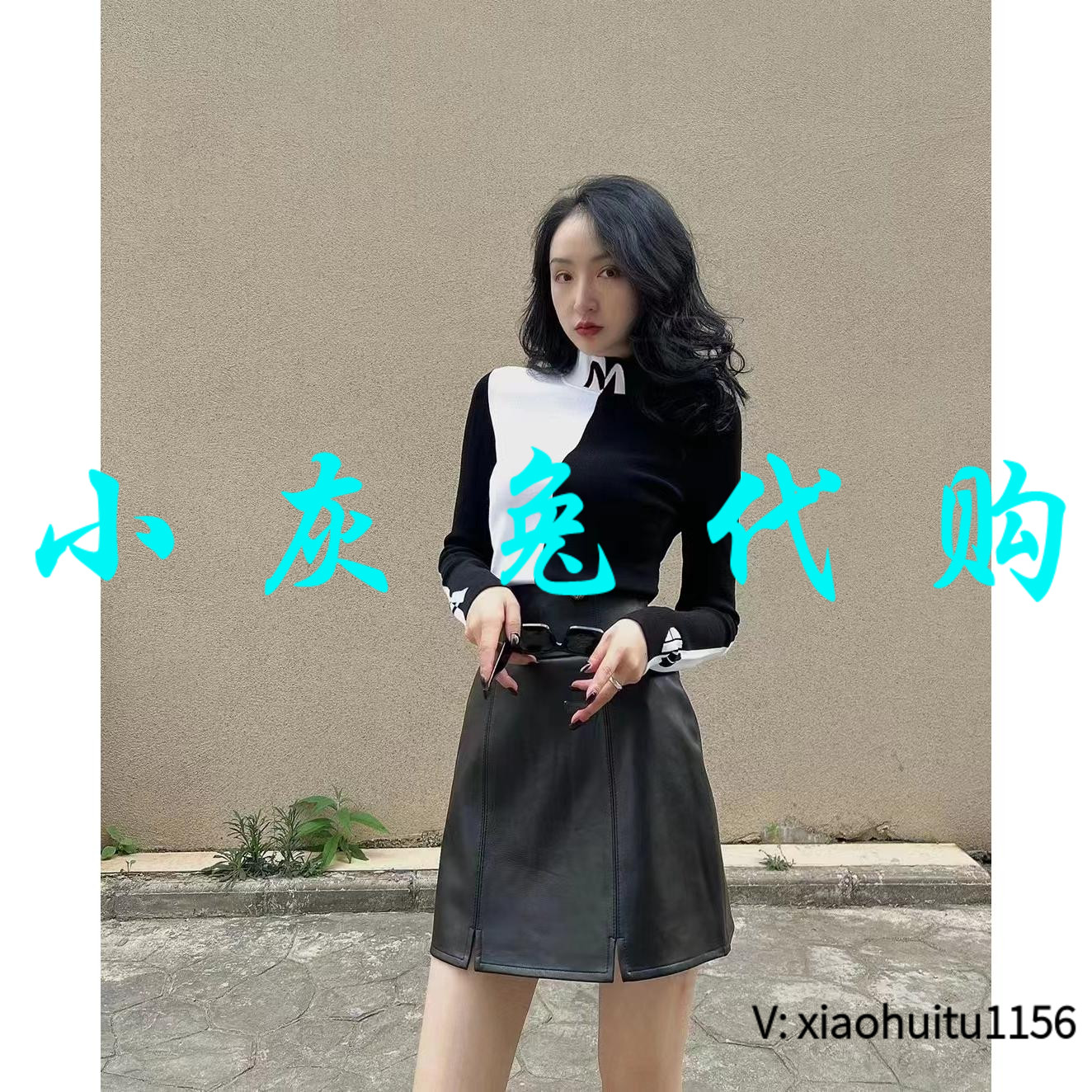 小灰兔正品代购拼色毛衣高领
