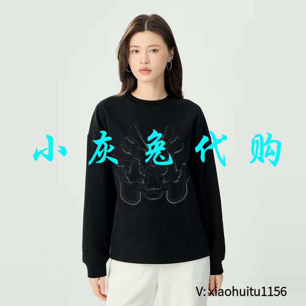 小灰兔专柜正品代购2026春款加绒刺绣卫衣1301059-42386AF-001