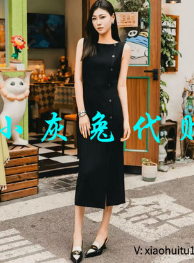 小灰兔专柜正品代购2025夏季气质修身无袖连衣裙 150035-2055211