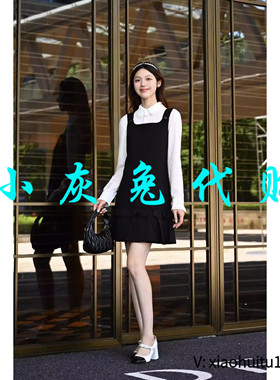 小灰兔专柜正品代购气质减龄挺阔多层荷叶边设计无袖洋装裙150051