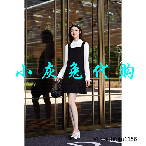 小灰兔专柜正品代购气质减龄挺阔多层荷叶边设计无袖洋装裙150051