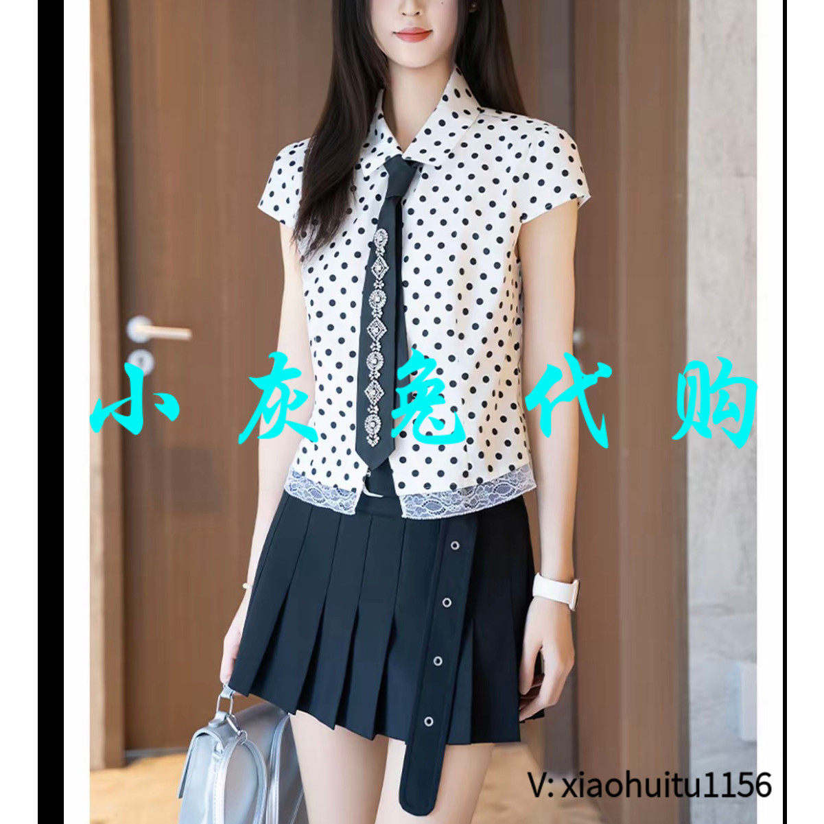 小灰兔专柜正品代购2026夏季新款白色波点衬衫530104-1S22761