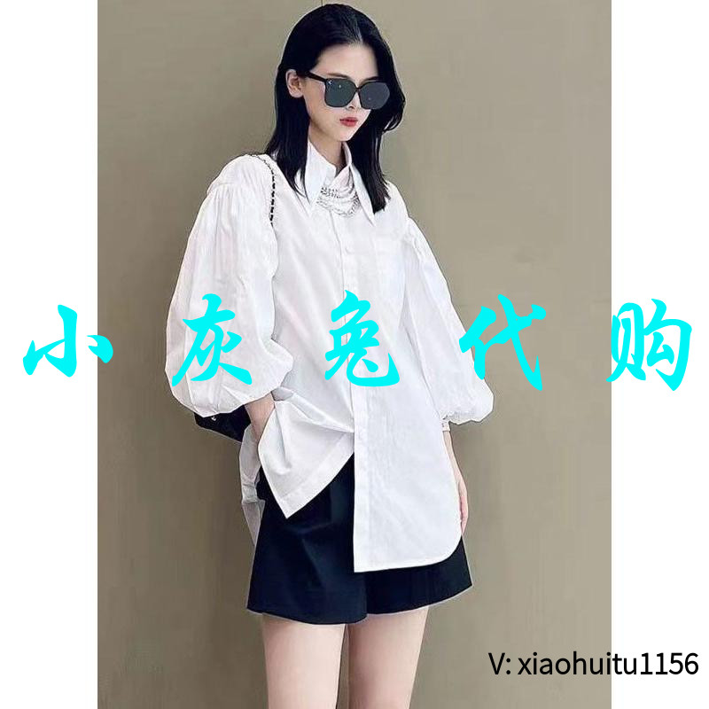 秋季休闲泡泡袖纯色衬衫