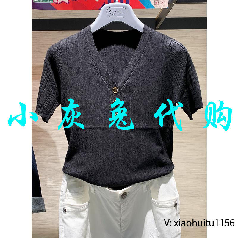 夏款V领针织T恤5399545