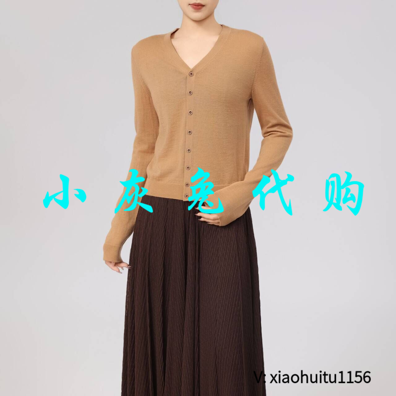 小灰兔专柜正品代购2025秋冬新款V领针织开衫1499244-4T09133-035