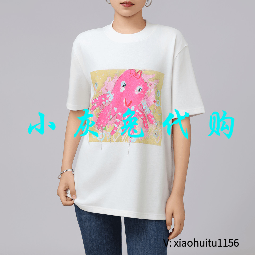 小灰兔专柜正品代购2025夏装印花短袖休闲T恤5300902-42372AD-001