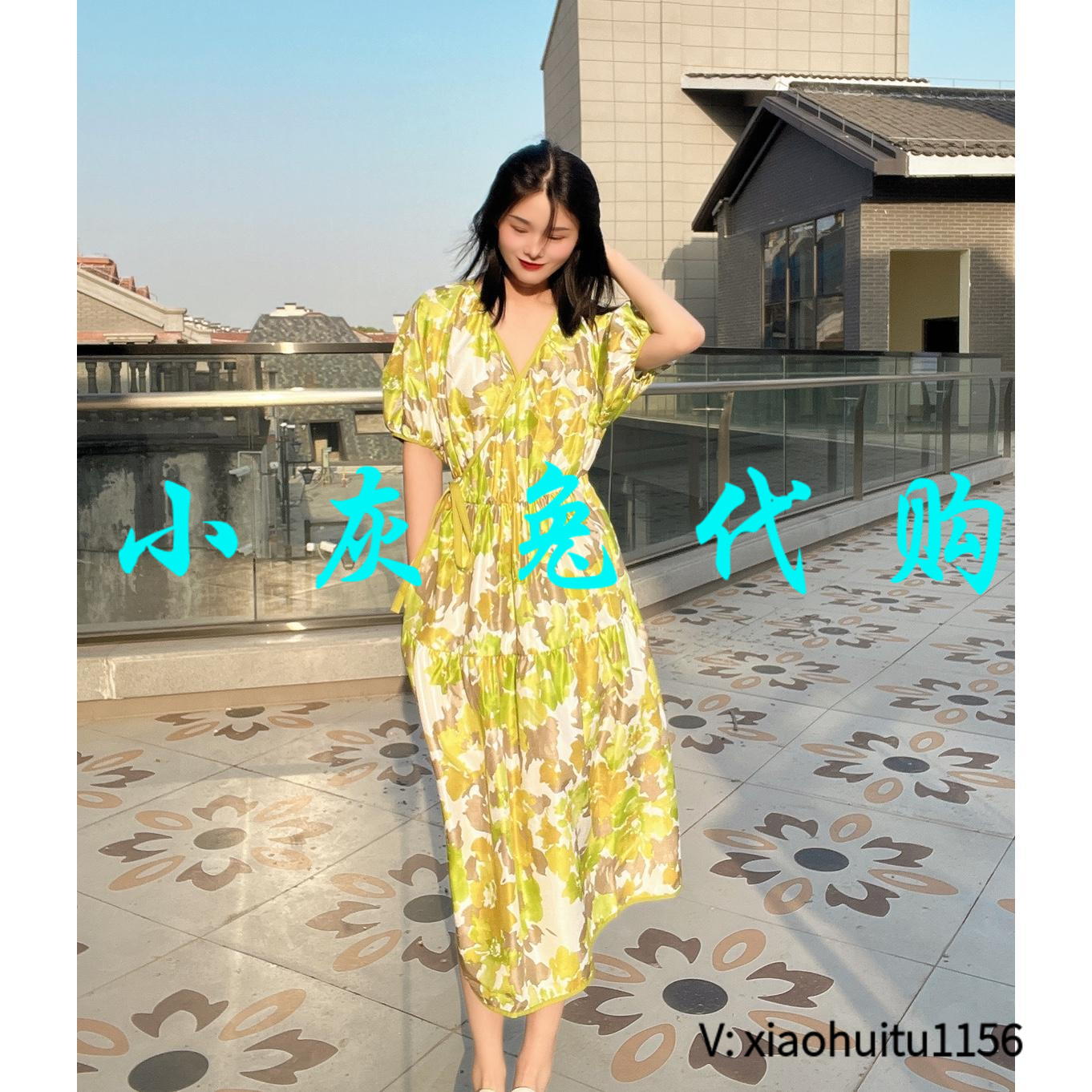 小灰兔正品代购花色短袖连衣裙