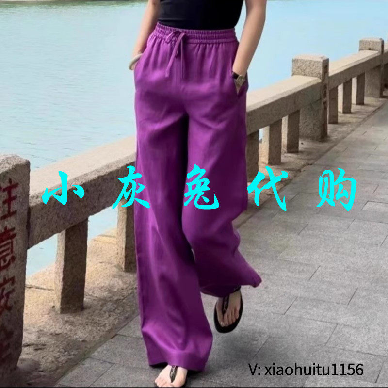 小灰兔专柜正品代购2026夏季新款亚麻系带长裤5100552-308354-001