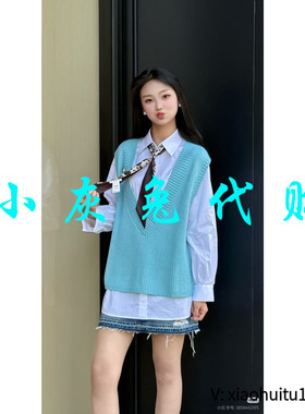 小灰兔专柜正品代购2025新款秋冬V领学院风针织马甲5399678