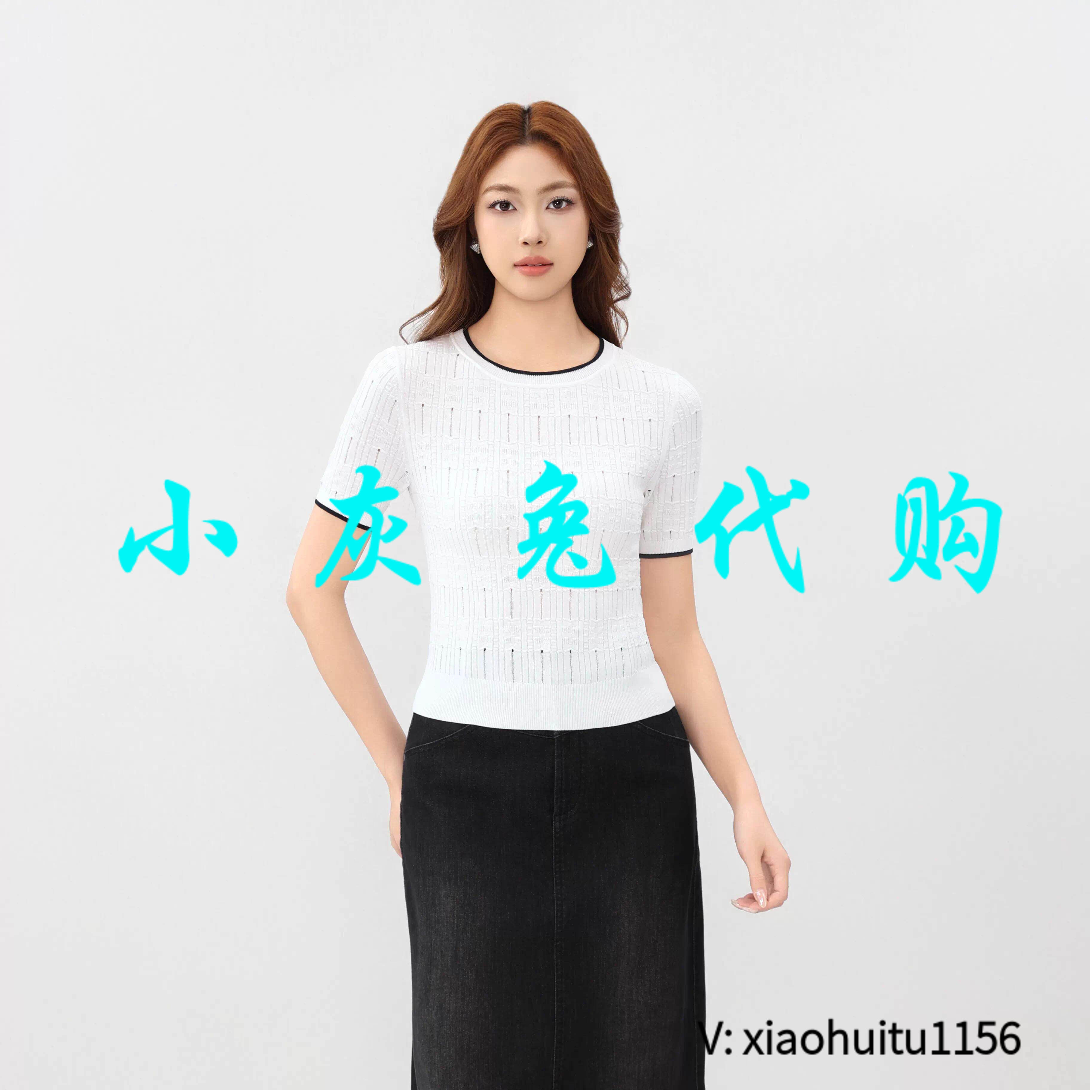 小灰兔专柜正品代购2026夏季新款白色短袖针织T恤138151-1T78461