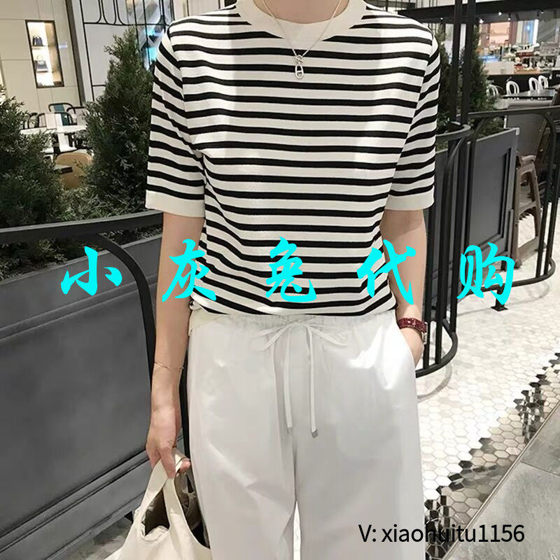 3折特卖 小灰兔专柜正品代购2026夏季圆领条纹冰丝短袖t恤5300620