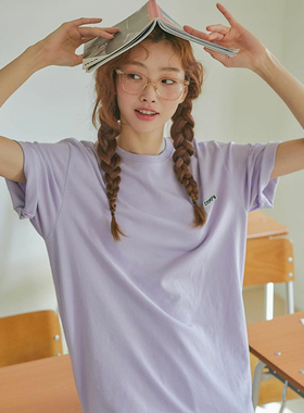 BIS特价  SPAO韩国产纯棉短袖T恤短裤 薄荷绿香芋紫纯色 情侣男女