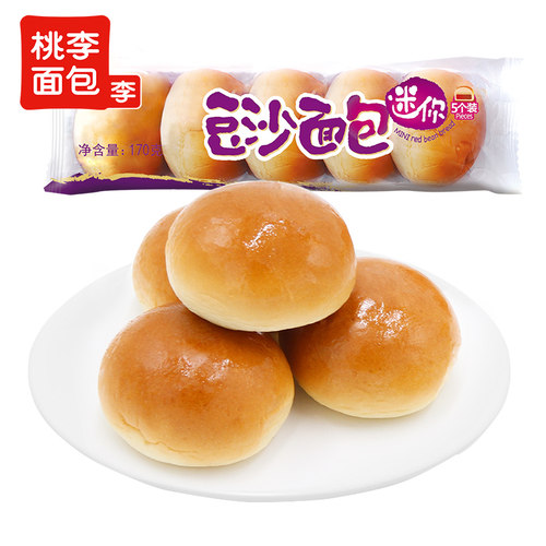 桃李迷你豆沙面包早餐速食豆沙馅面包夹心休闲零食下午茶糕点i