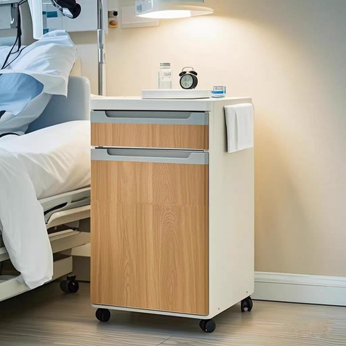 医院豪华型塑钢病房床头柜带毛巾架静音脚轮可锁移动护理大容量柜