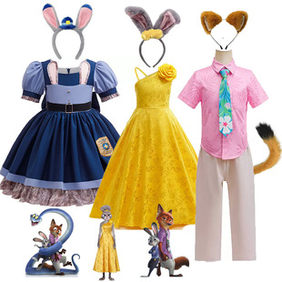 朱迪兔子警官礼服儿童服装连衣裙迪士尼公主裙子万圣节cos衣服