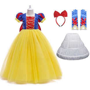 迪士尼在逃公主连衣裙童话白雪公主儿童蓬蓬纱裙女童生日礼服长裙
