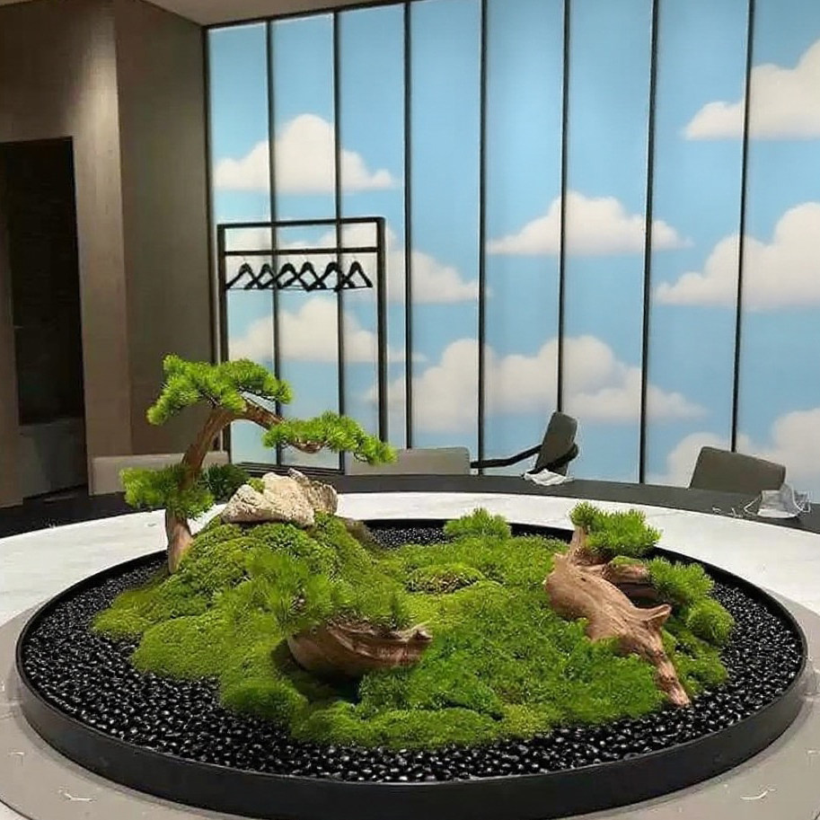 餐桌花艺中式景观圆桌转盘装饰假花永生苔藓艺术高档会所别墅摆花,家居饰品,餐桌花艺,淘宝优惠券,粉丝福利购,淘宝优惠卷