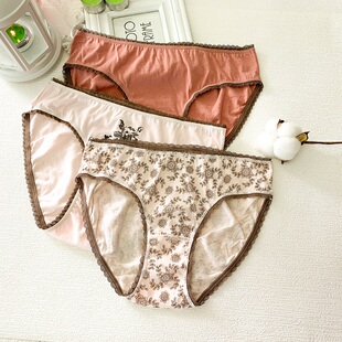 棉元素纯棉女内裤舒适低腰全棉底裤三角整条真棉包臀简约透气大码