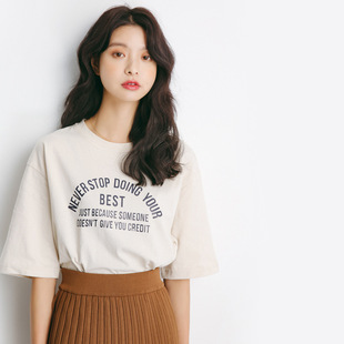 慵懒风韩国ins夏ulzzang宽松短袖t恤女纯棉原宿风bf百搭学生半袖