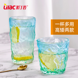 紫丁香冰川玻璃杯透明家用喝水杯子高颜值水杯果汁杯饮料杯酒杯