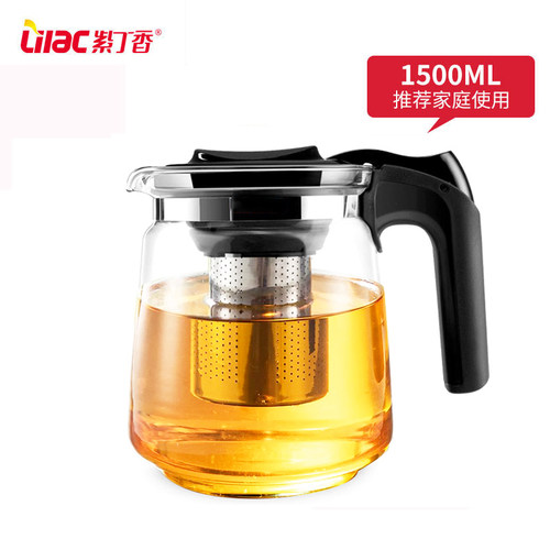 紫丁香大容量耐热透明玻璃泡茶壶