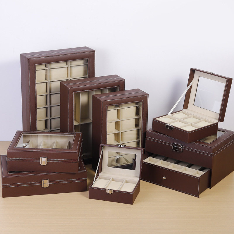 皮质高档手表收纳盒腕表展示盒手表箱多只女生家用天窗手链盒子,收纳整理,手表收纳盒/架/套,淘宝优惠券,粉丝福利购,淘宝优惠卷