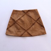 复古流光风棕色半身裙女短款 菱格纹缝线设计A字裙B2