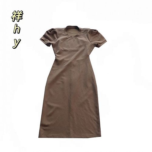 优雅短袖连衣裙女夏季收腰气质
