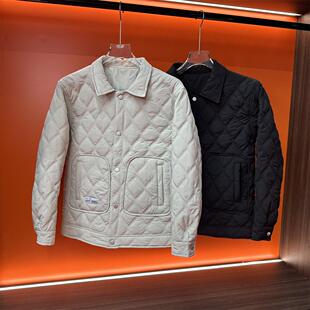 秋冬新款 轻奢翻领夹克外套男高级感轻薄加棉保暖休闲百搭棉服外套