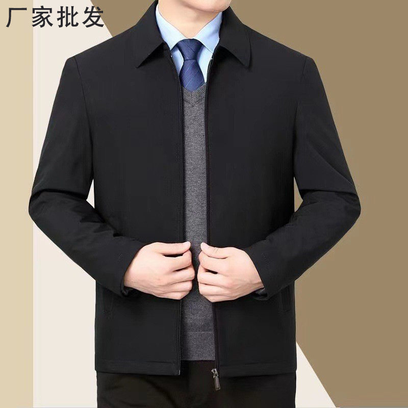 爸爸外套秋冬款中老年人男装春秋中老年上装