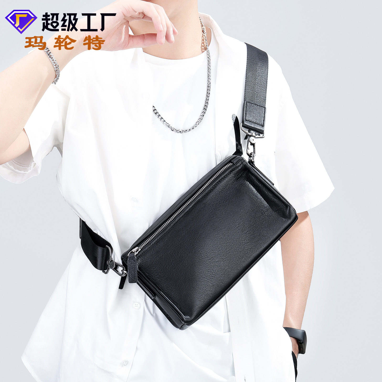 新款软皮斜跨方包广州精品包包头手拿包