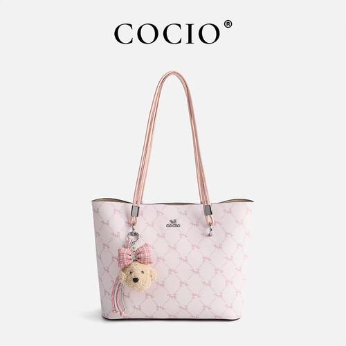 COCIO樱花粉大容量单肩托特包