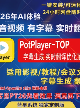 PotPlayer播放器TOP字幕生成翻译顶配版万能视频播放字幕编辑解码