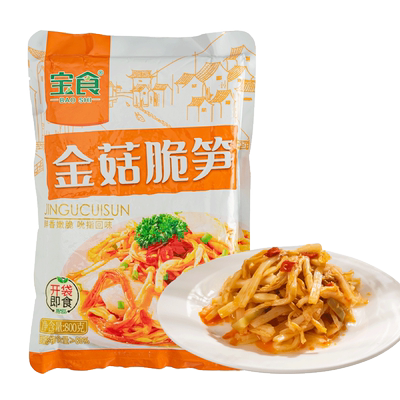 宝食金菇脆笋福建漳州下饭菜 配粥小菜酱菜食品800g袋装幼笋笋丝