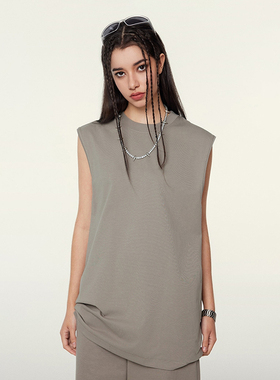 230克重夏日凉感索罗娜面料 随性街头男女通用 纯色宽肩宽松背心