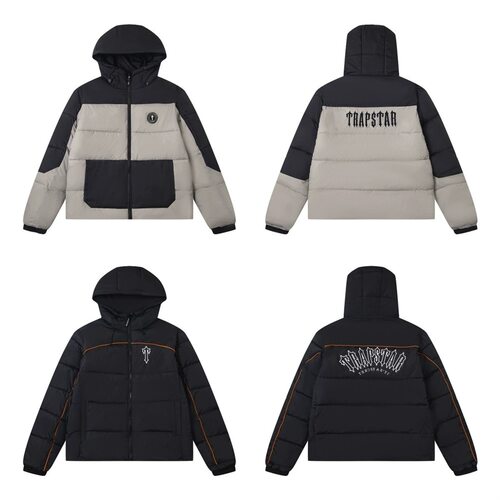 Trapstar秋冬新款重工刺绣字母美潮高街男女潮流休闲加厚连帽棉服