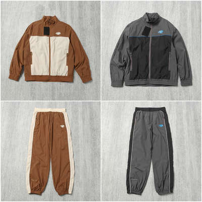 Syna Drill风美式街头嘻哈刺绣logo拼接立领风衣夹克休闲长裤套装