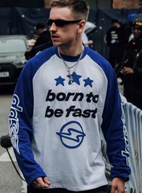 Broken Planet圆领长袖T恤发泡印花欧美同款透气运动休闲棉