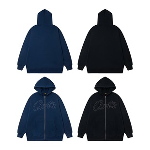 Corteiz vibe英式嘻哈刺绣字母拉链开衫连帽卫衣男外套潮运动户外