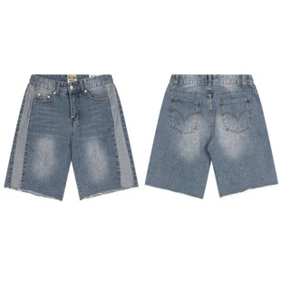 GALLERY DEPT夏季美式高街补丁拼接五分短裤牛仔裤男涂鸦泼墨拼接