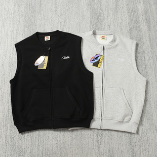 Corteiz恶魔岛刺绣logo拉链开衫背心马甲嘻哈休闲男女同款上衣 潮