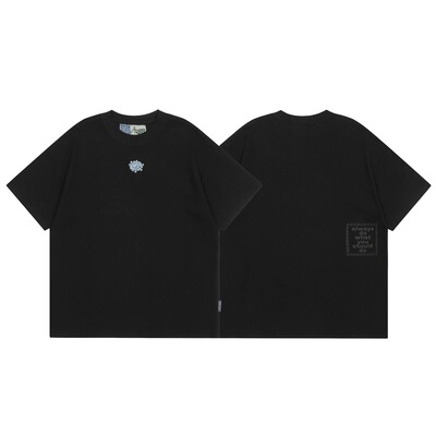 ADWYSD太阳卷基础款华夫格刺绣LOGO美式高街宽松男女休闲短袖T恤