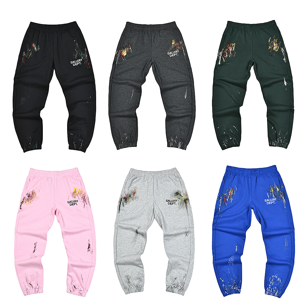 Gallery Dept泼墨涂鸦薄款长裤高街潮牌纯棉休闲裤男女束脚运动裤