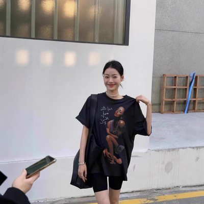 2pac复古人像印花纯棉T恤短袖嘻哈说唱男女hiphop上衣vintage夏季