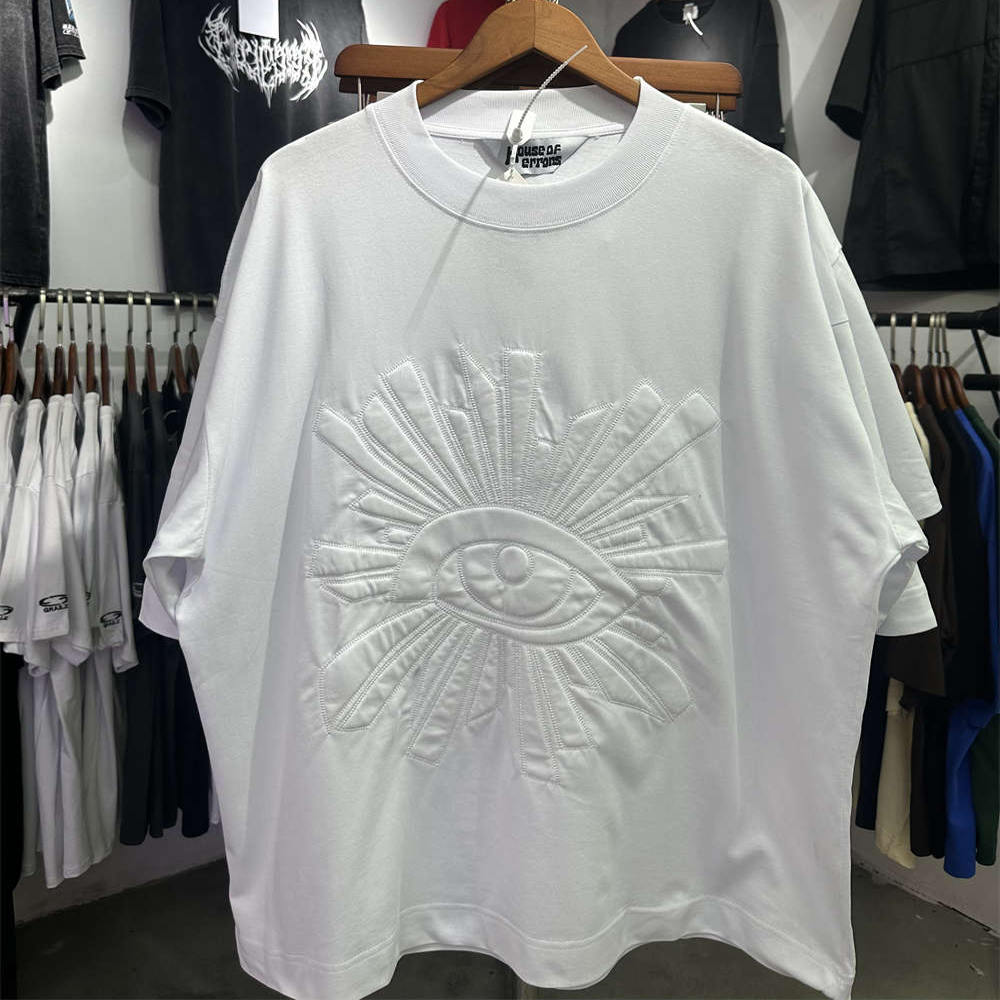 House of Errors真理之眼 刺绣眼睛发泡印花男女宽松落肩短袖tee