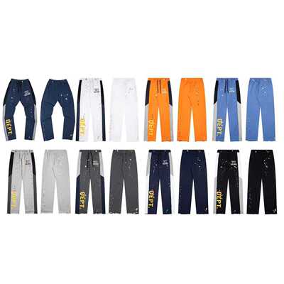 正确版gallery dept手绘泼墨拼接抽绳高街休闲卫裤微喇长裤子男女