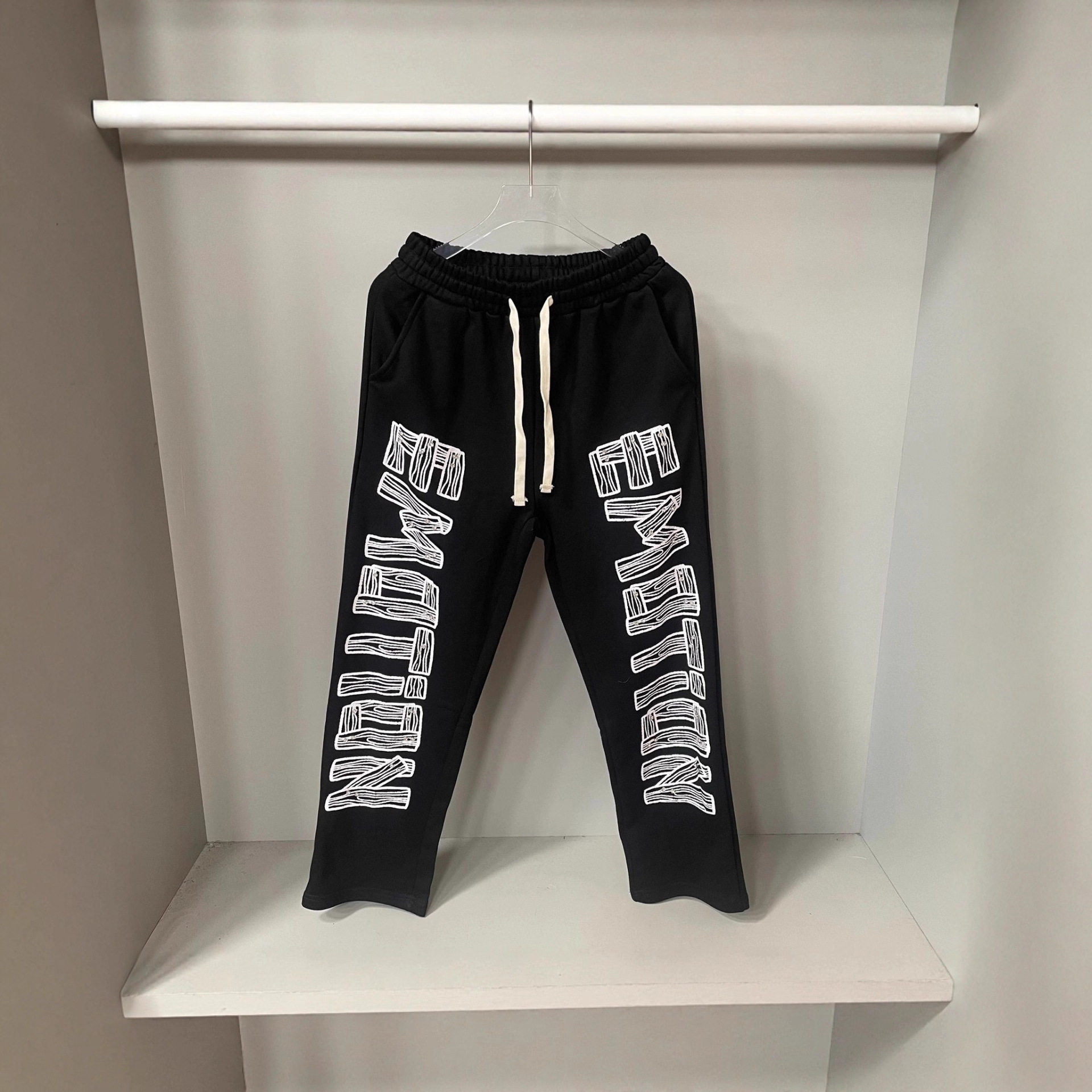 MIXED EMOTION烫钻美式街头嘻哈大字母印花抽绳卫裤高街男女长裤